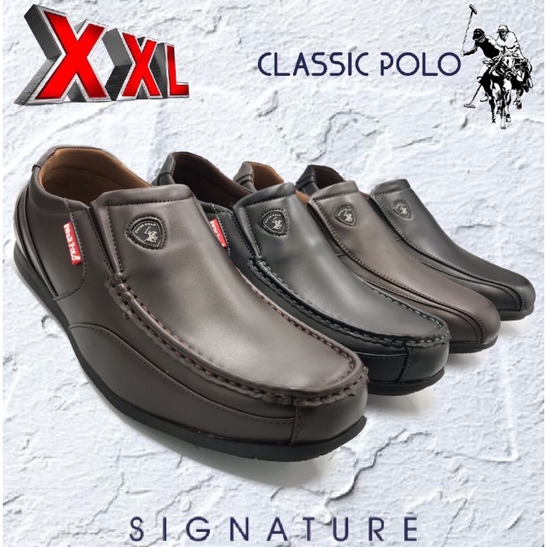 Swiss Classic Polo Men’s Exclusive Plus Size XXL Pu Leather Loafers Formal Shoes Kasut Size Besar Polo