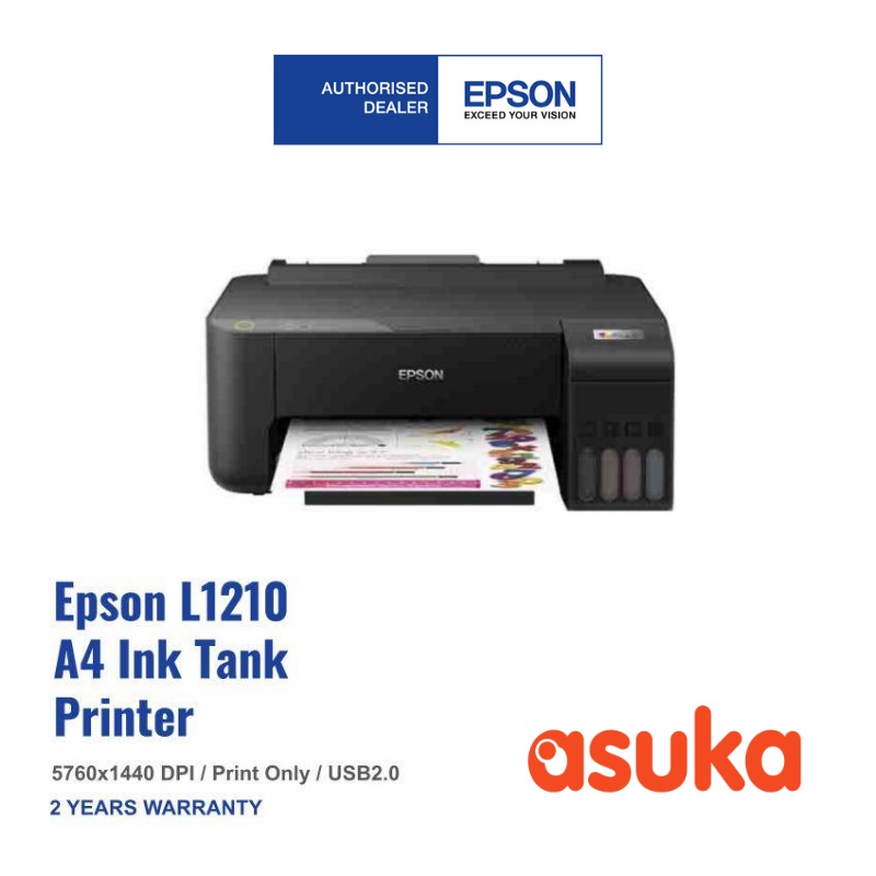 Epson EcoTank L1210 Print, Black print speed 10 ipm, Color print speed 5 ipm Printer