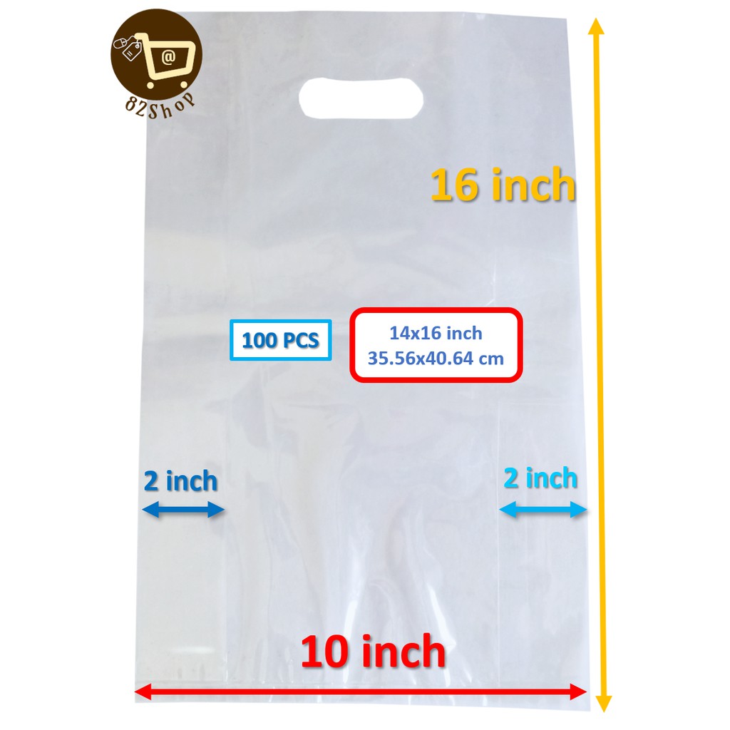 Transparent Plastic Bag 14x16 inch (gusset 4 inch) 100pcs Shopping ...