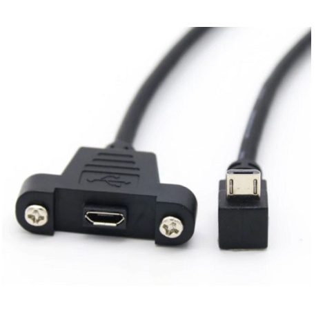 USB Micro M to Female Micro-b Screw Hole Cable Extend Straight L-Angle