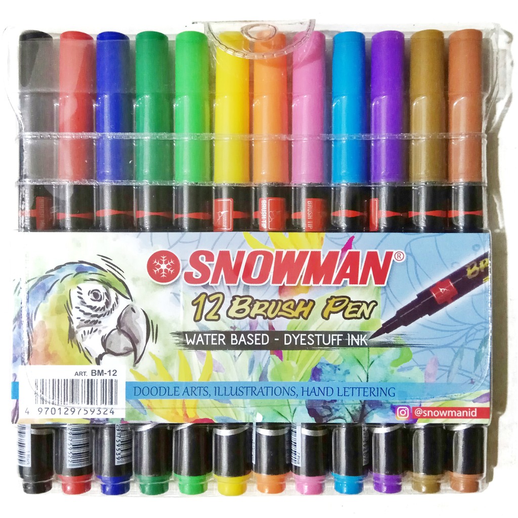 12 Color Snowman Brush Pen Set For Doodle Lettering Calligraphy Shopee Malaysia