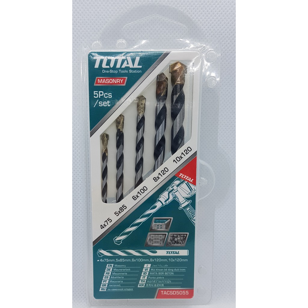 TOTAL 5 PCS MASONRY DRILL BITS (TACSD5055) | Shopee Malaysia