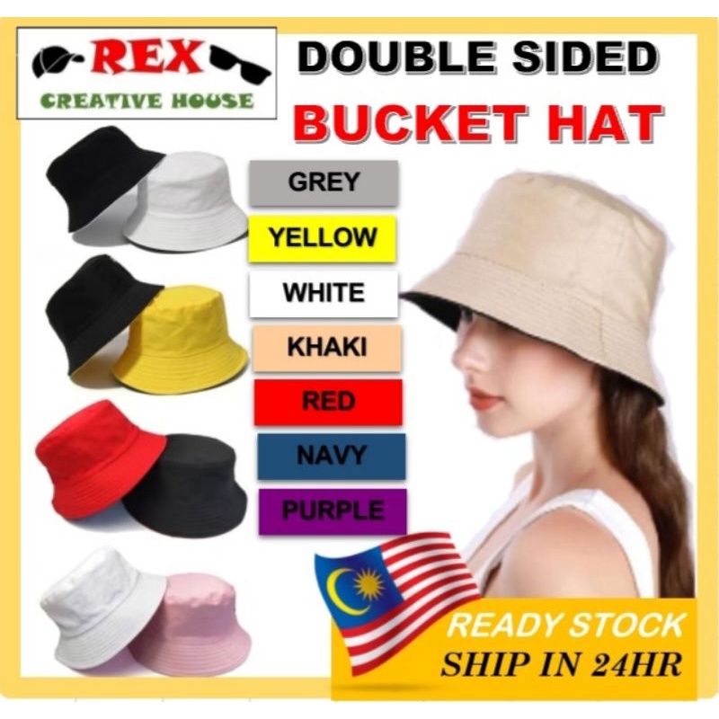 【READY STOCK AT MALAYSIA】Double-Sided FULL BLACK Fisherman Hat Two-sided Bucket Hat Cap READY STOCK Topi Nelayan Fashion