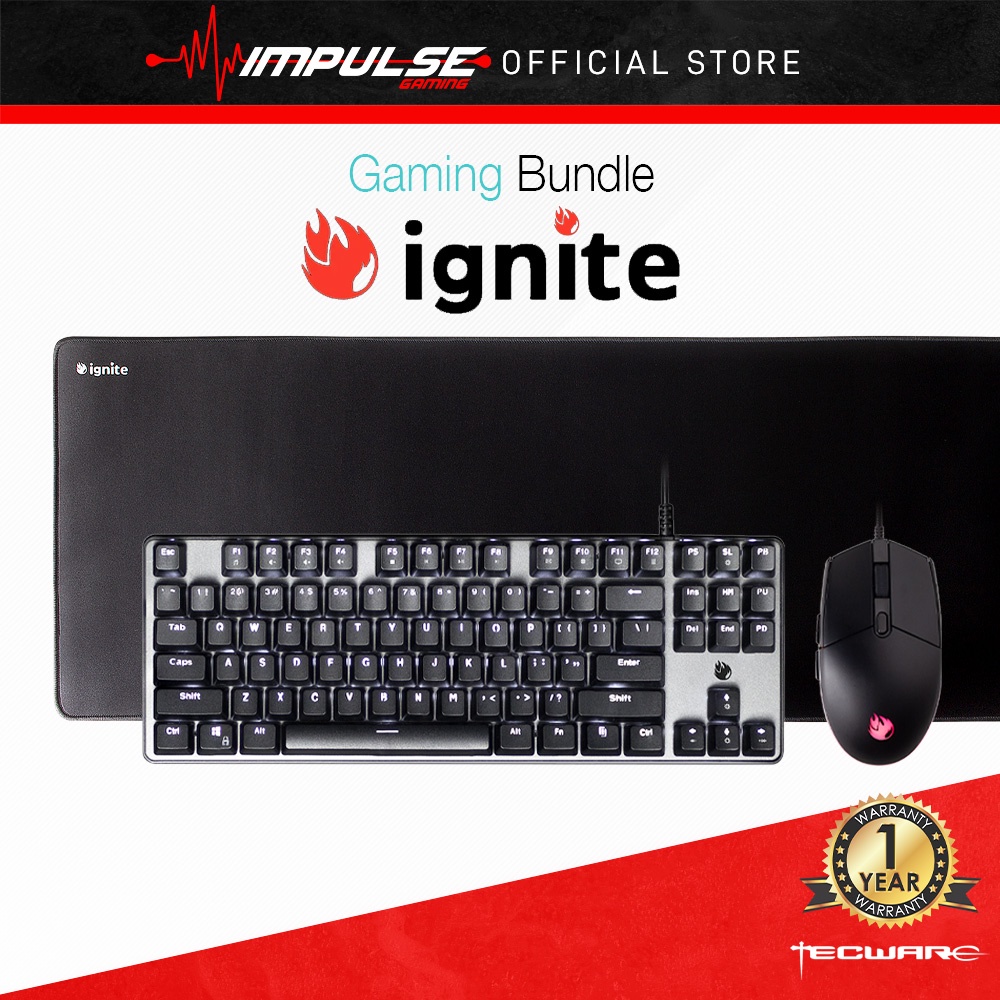 TECWARE Ignite Gaming Bundle (Keyboard + Mouse + Mousepad) Shopee