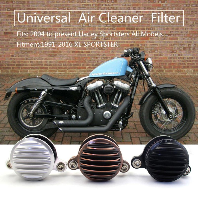 Filtro Aria Moto Motorcycle Turbine Air Cleaner Intake Filtro Kit Cnc Cut Chrome per Harley davidson Sportster XL 883 XL 1200 2007-2018 Fitment DESIGN A-Azzurro 