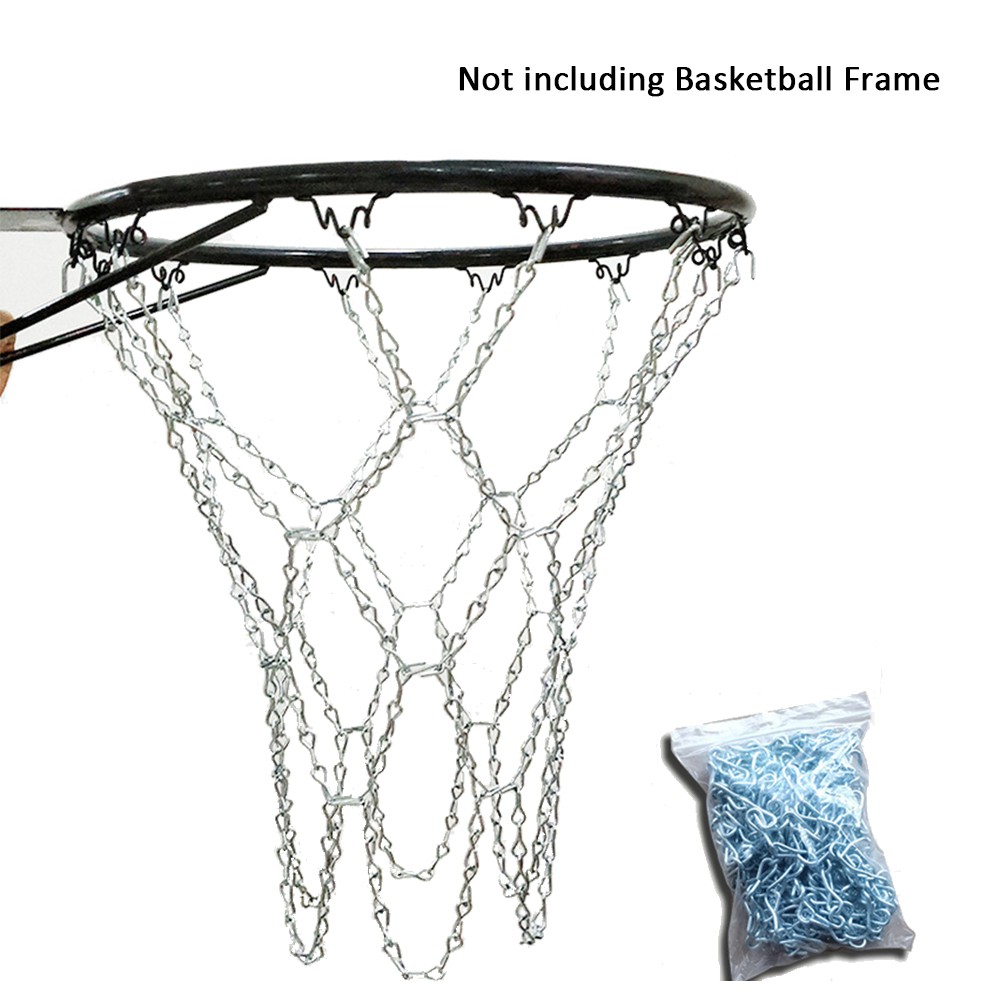 In/Outdoor Basketball Net Rim Heavy Duty Galvanized Steel Chain Hoops Rust Proof 