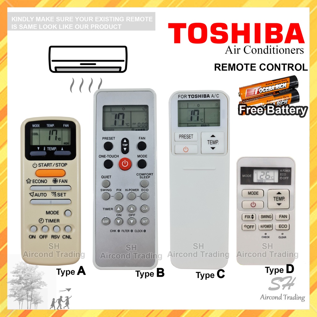 Toshiba Aircond Remote Control Replacement free Battery Toshiba Air