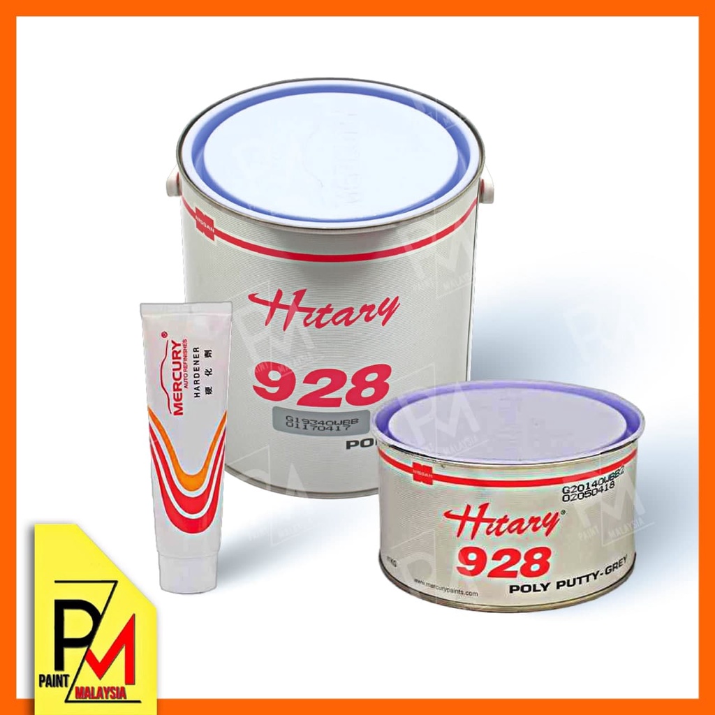 MERCURY Nissan Hitary 928 Poly Car Putty With Hardener 1KG & 4KG Gray