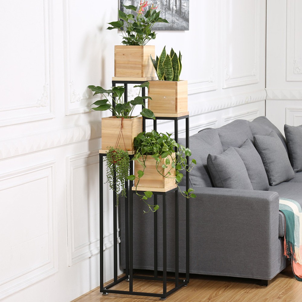 FINSSO: PLANT DECORATION SHELF WITH WOOD PIECES