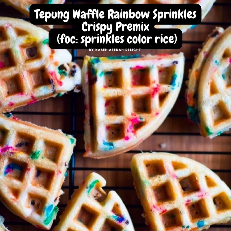 [PREMIUM & WAFFLE RAINBOW SPRINKLE CHOC.RICE] Tepung Waffle Crispy Rainbow Sprinkles Premix 300g Waffle Pancakes