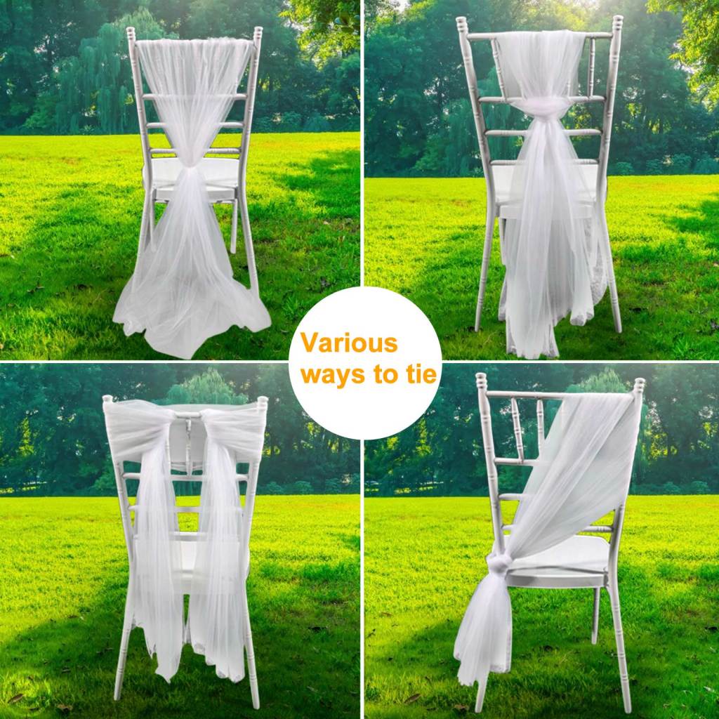 [EPAY] 200cm*150cm Chair Cover Tulle Wedding Party Chair Back Decoration Banquet Event Organza