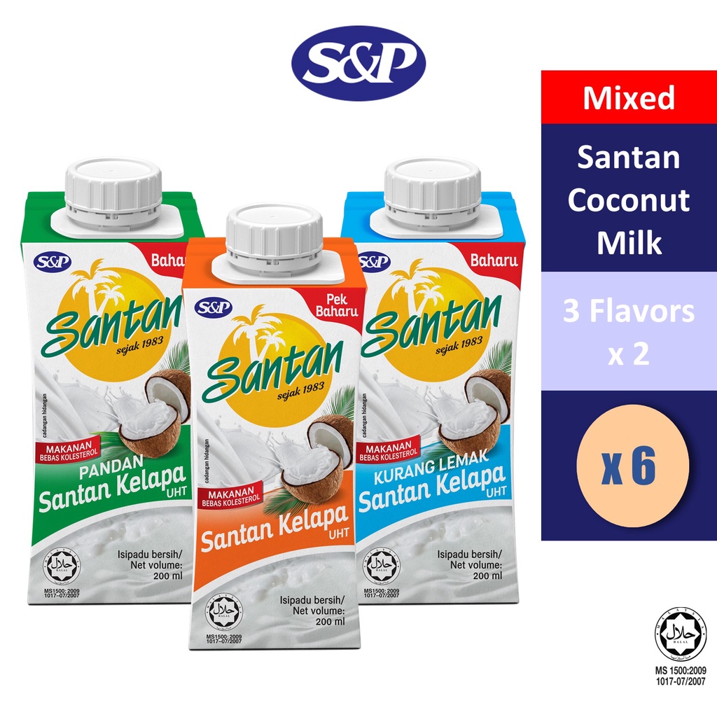 S&P Santan Coconut Milk MIXED BUNDLE Santan Kelapa (200ml x6) Shopee