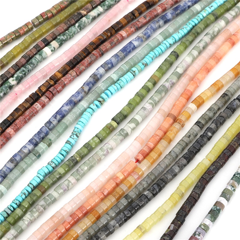 2x4mm Turquoises Agates Jades Spacer Flat Round Natural Stone Loose Beads For Jewelry Making DIY Bracelet Necklace Accessories