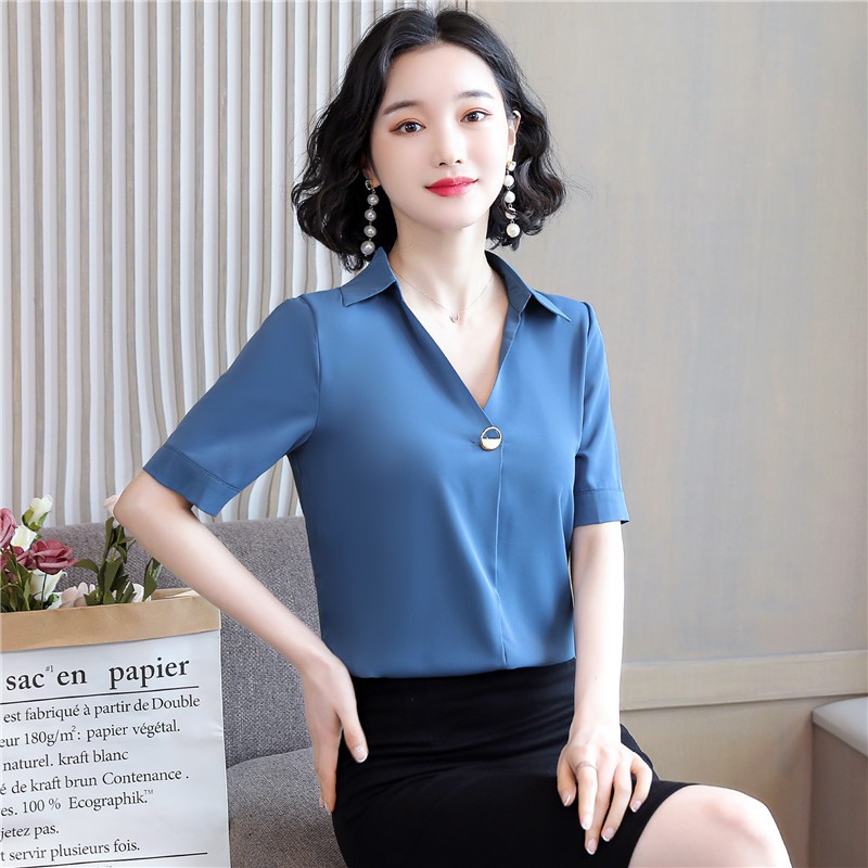 chiffon blue blouse