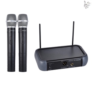 D-332 Professional Dual Channel UHF Digital Wireless Handheld Microphone System 2 Microphones & 1 Receiver 6.35mm Audio Cable for Karaoke Family Party Performance Presentation Public Address 