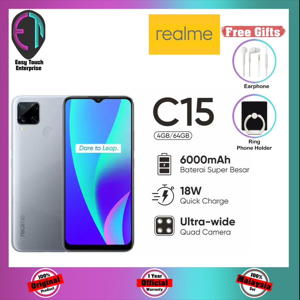 Realme c15 smartphone | 4gb+64gb | 6000 mah | 18w quick charge |13mp ai ...