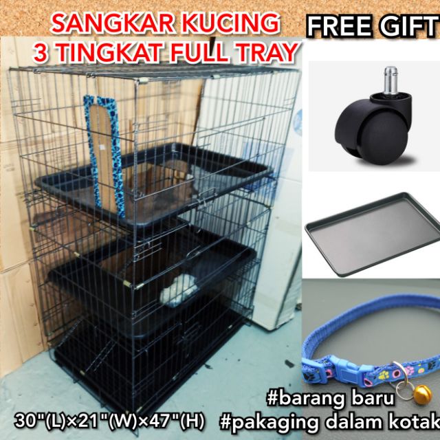 SANGKAR KUCING 3 TINGKAT FULL TRAY  Shopee Malaysia