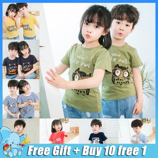 🔥Buy 10 free 1🔥 Ready Stock 2-12Y Kids Clothes Baby Boy Girls Short Sleeve T-Shirt Tee Top Tops