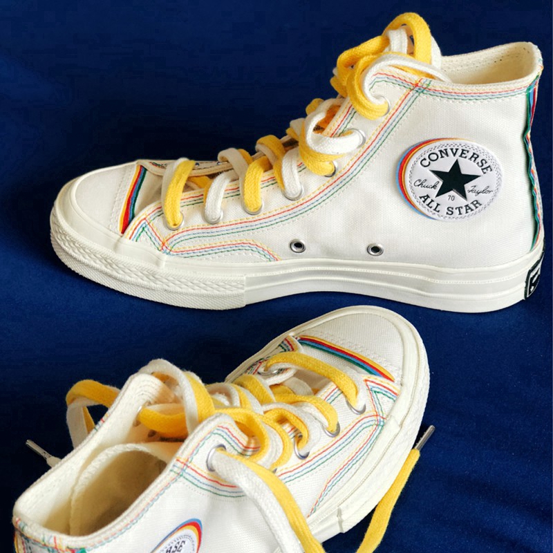 cream colored platform converse