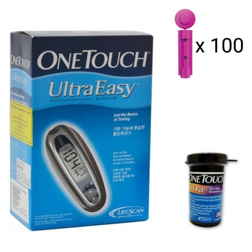 One Touch Ultra Easy Meter FREE Test Strips 25's FREE lancet 100's