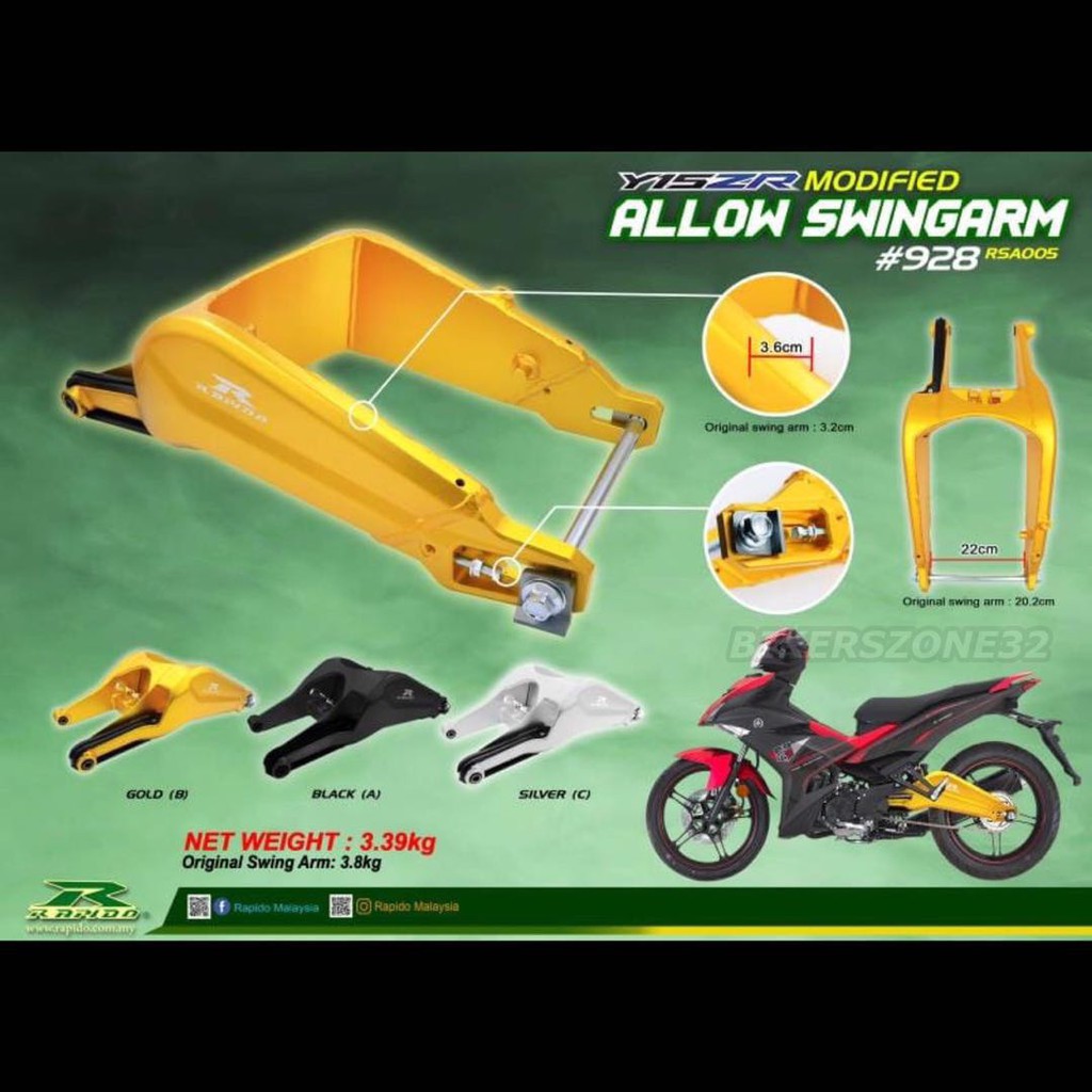 Y15 Y15zr Rapido R6 Alloy Swing Arm Malaysia