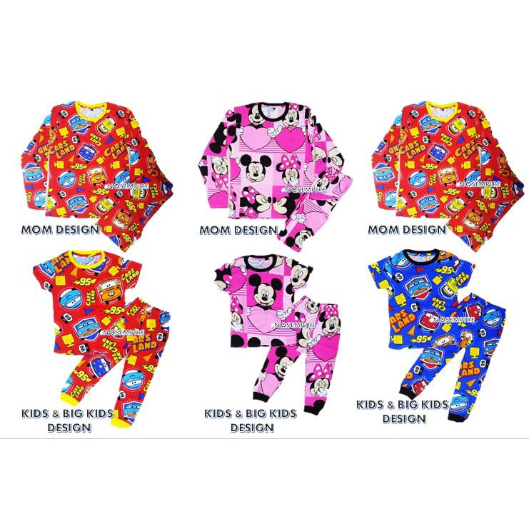 Pyjamas Kids Big Dewasa Cartoon  CAR MICKEY MINNIE MOUSE 