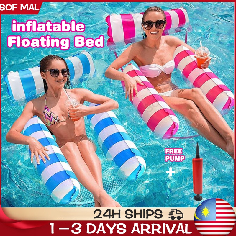 Summer Float Pool Bed Floating Hammock Water Bed Chair Inflatable Float Swimming Ring Foldable Water Hammock