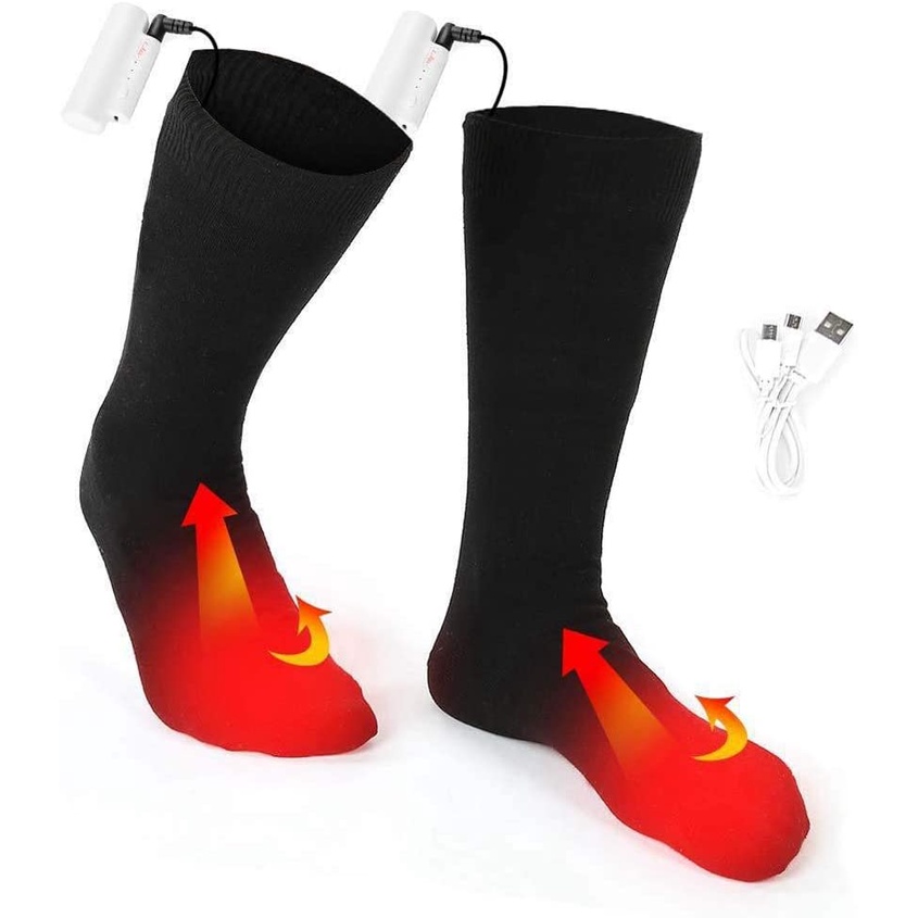 LT2-my Electric Warm Socks Electric Battery Heating Socks Boot Feet Warmer Socks USB Rechargeable Battery Heating Woollen Sock For Winter Sport