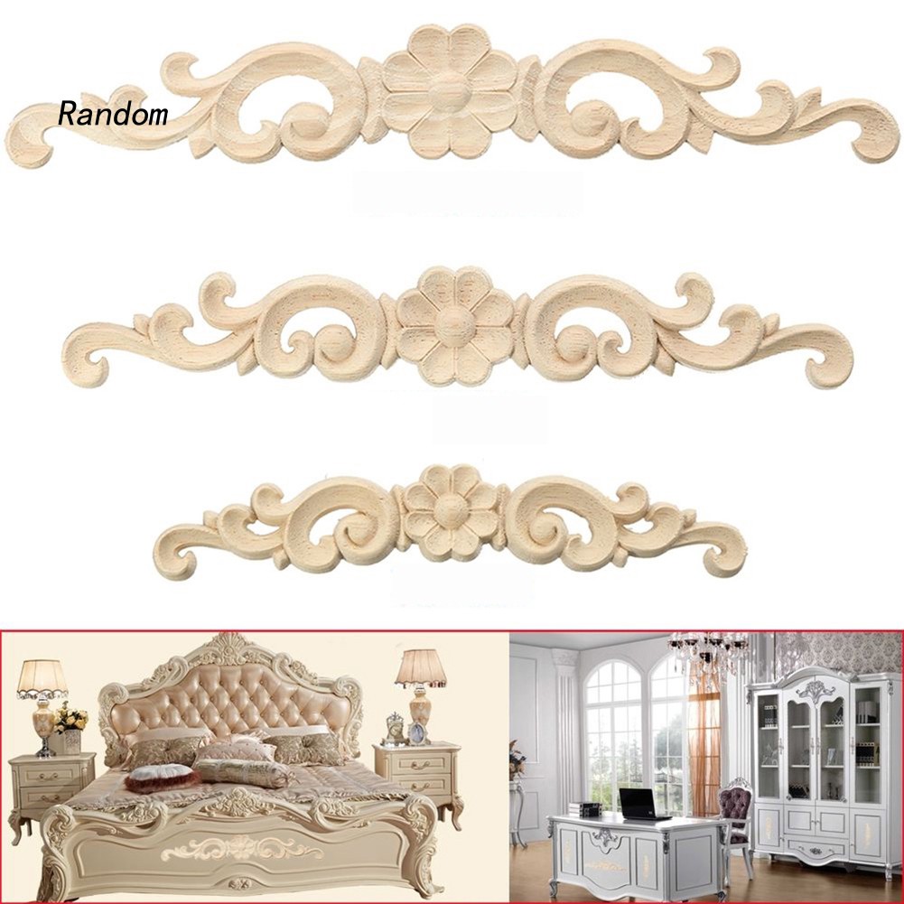 Wood Carved Corner Onlay Applique European Style Door Furniture