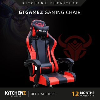 GTGAMEZ Red Bull Gaming Chair Ergonomic Chair Office Chair Executive Chair Kerusi Gaming LED Lighting Red Pink White