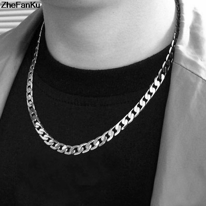 Mens Necklace Chain Stainless Steel 50cm Silver Color Necklace For Men Jewelry Gift Width 6 7 10mm Shopee Malaysia