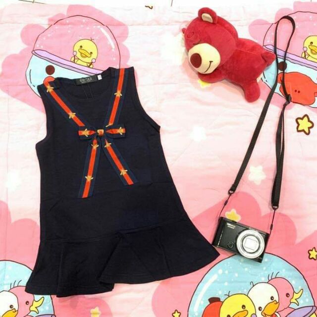 READY STOCK Children Gucci no sleeve kid girl dress 无袖连衣裙 3-7 Years old