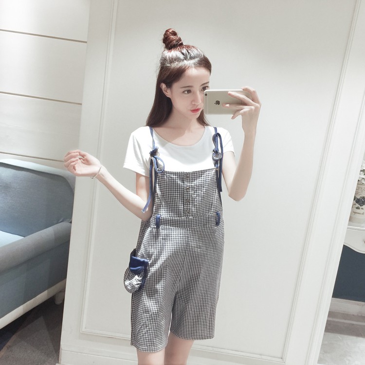 S153 - Korean Fashion Vintage Checkered Jumpsuit (Free Size)