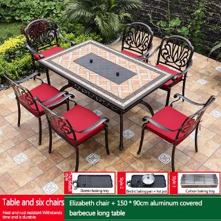 Outdoor Bbq Equipment Outdoor Furniture Perabot Luaran Household Bbq Tables And Chairs Electric Smoke Free Courtyard Villa Garden Leisure Outdoor Balcony Outdoor Cast Aluminum Baking Table Hw409 Shopee Malaysia