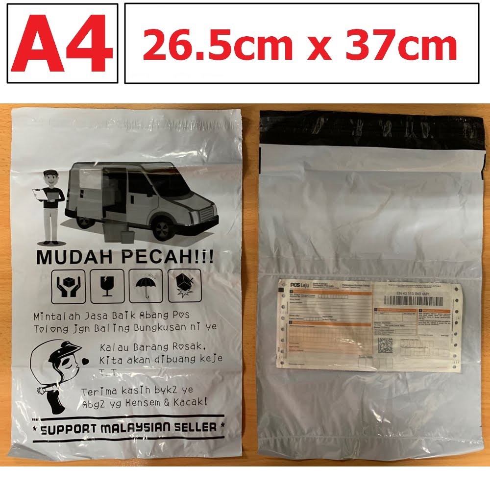 VIP A5 Size White Courier Bag Flyer Packaging Courier Parcel Bag With Pocket Pouch Packaging