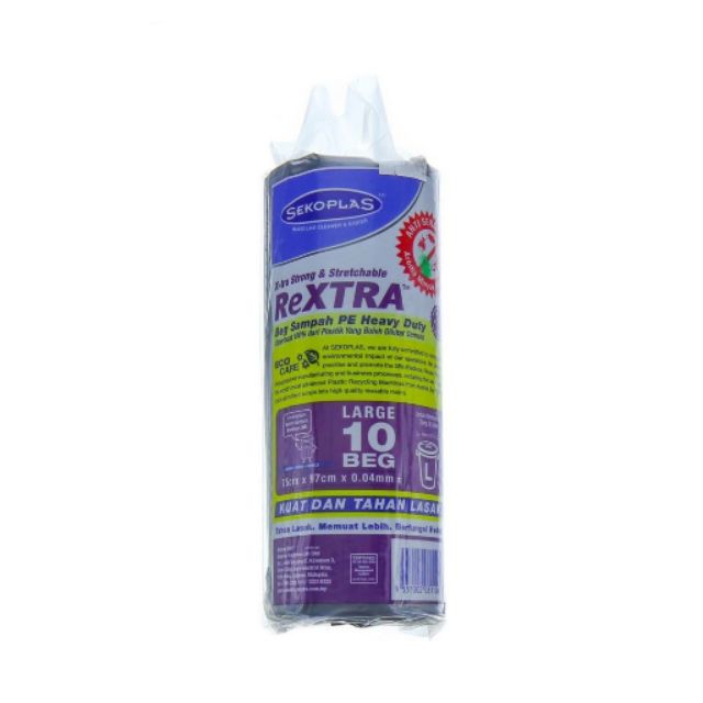 [meow] Sekoplas Rextra Hdpe Garbage Bags L Black 10pcs Plastik