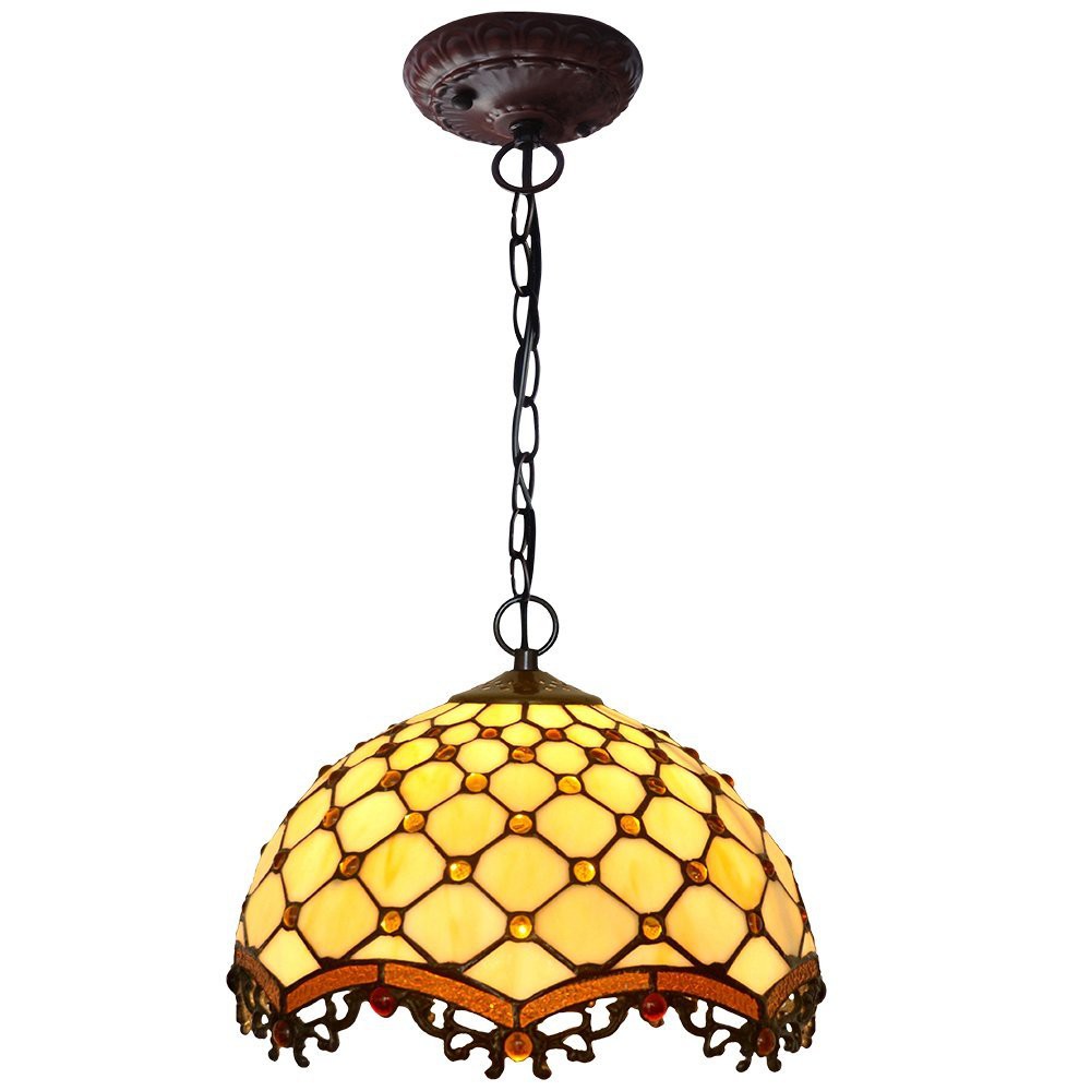 Bieye L10284 12 Inches Pearl Tiffany Style Ceiling Pendant Fixture