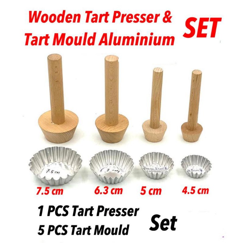Kuih Tart / Egg Tart Mould Aluminium & Wooden Tart Presser SET Shopee Malaysia
