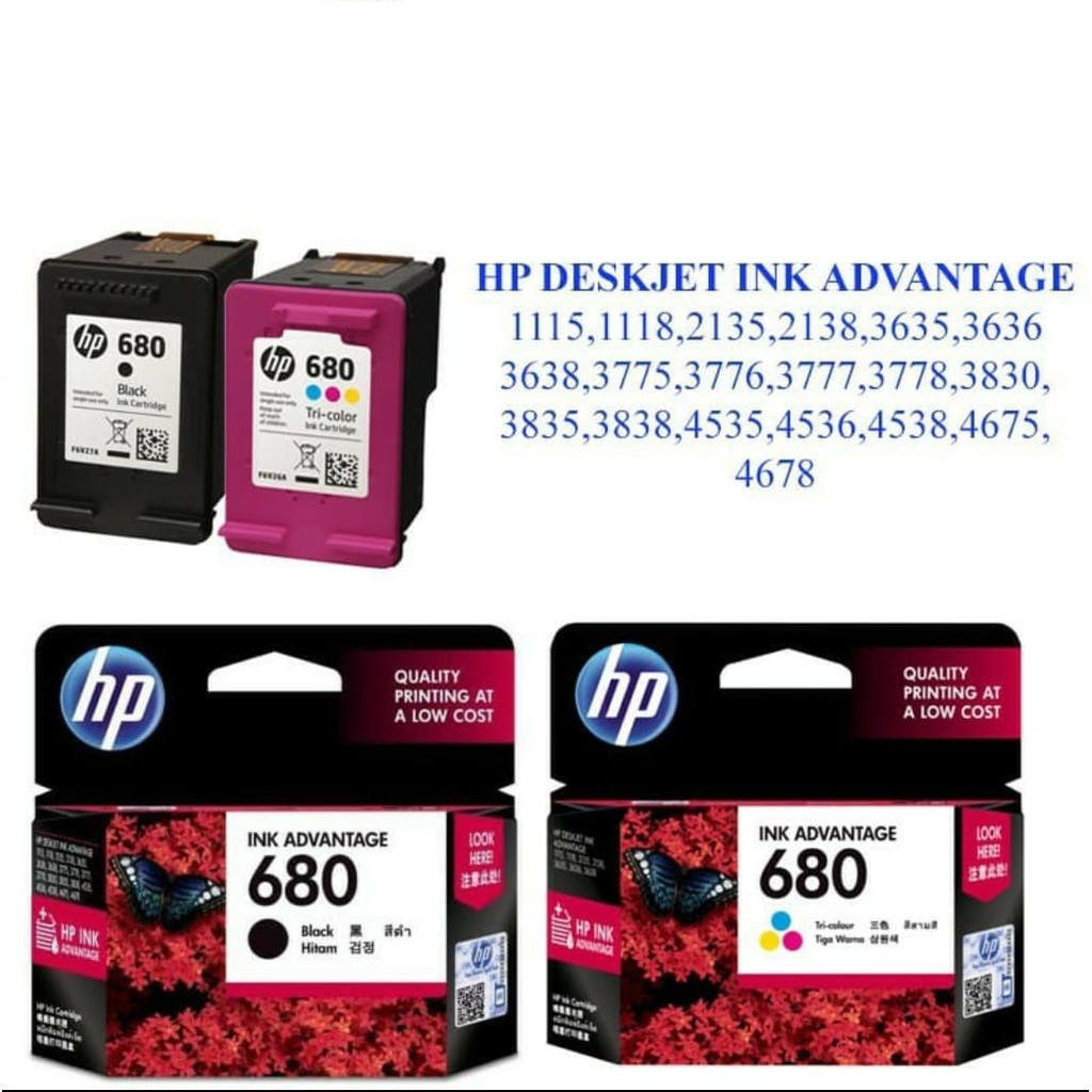 HP 680 Original 680 Ink Cartridge for X4E78AA X4E79AA F6V26AA F6V27AA HP 680 Shopee Malaysia