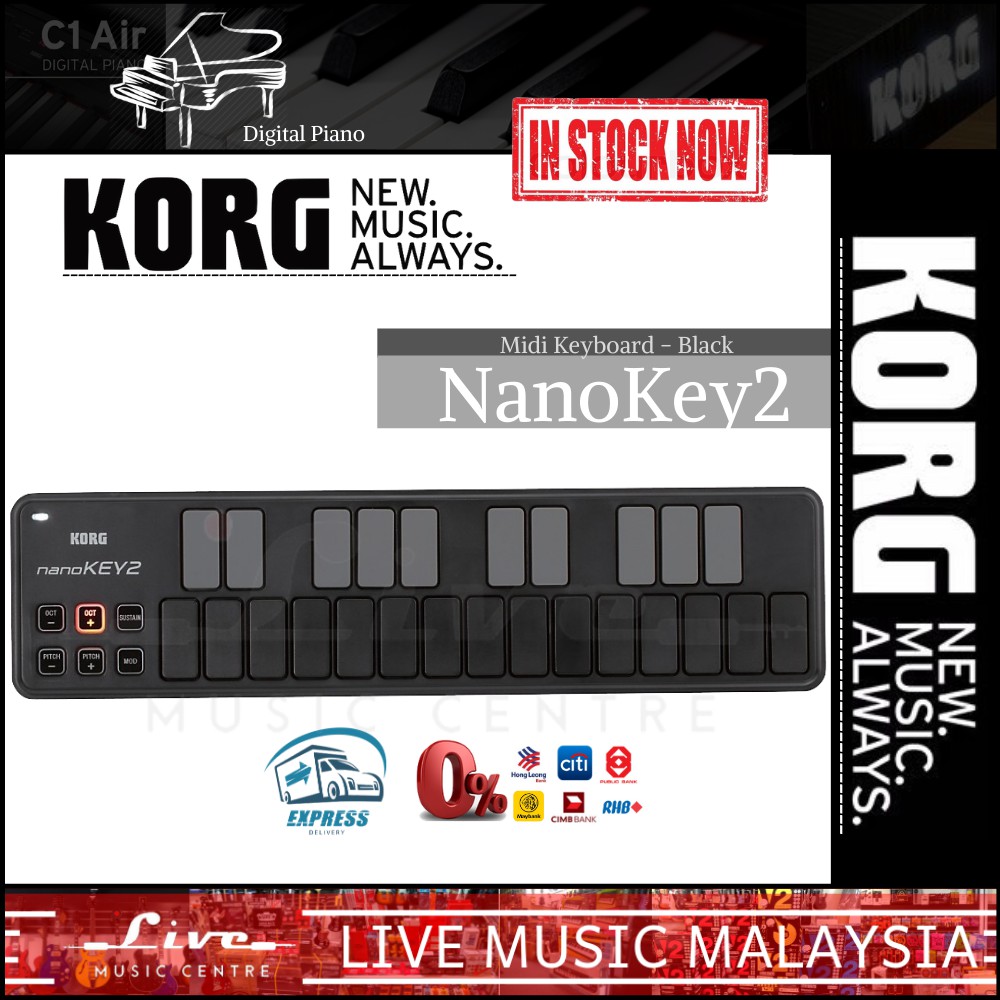 Korg nanoKEY2 - Midi Controller Slim Line USB Keyboard, Black (nano ...