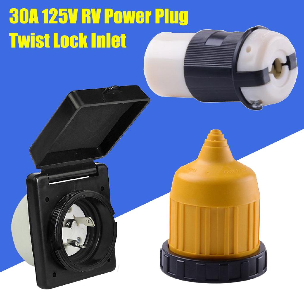 RV Power Twist Lock Plug Inlet 30amp 125V Female Locking Connector with Cover W