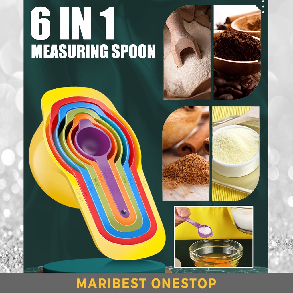 6 IN 1 RAINBOW MEASURING SPOON Measuring Cups Scoop Measuring Tool Baking Tool Flour Scoop