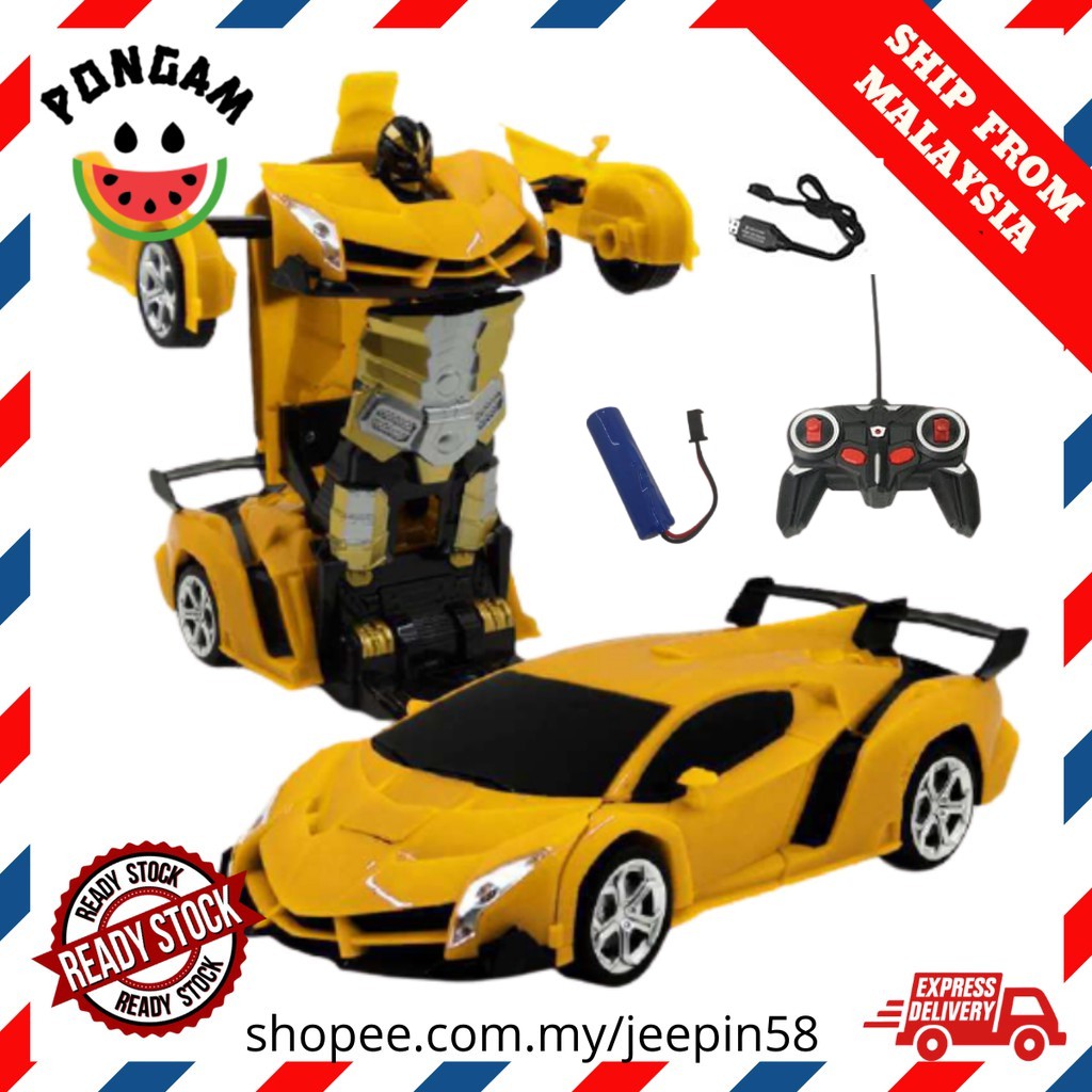 READY STOCKCRT Scale 1:18 Remote Control 2in1 Transformation Car Robot Mainan Kereta control lelaki Deformation Car