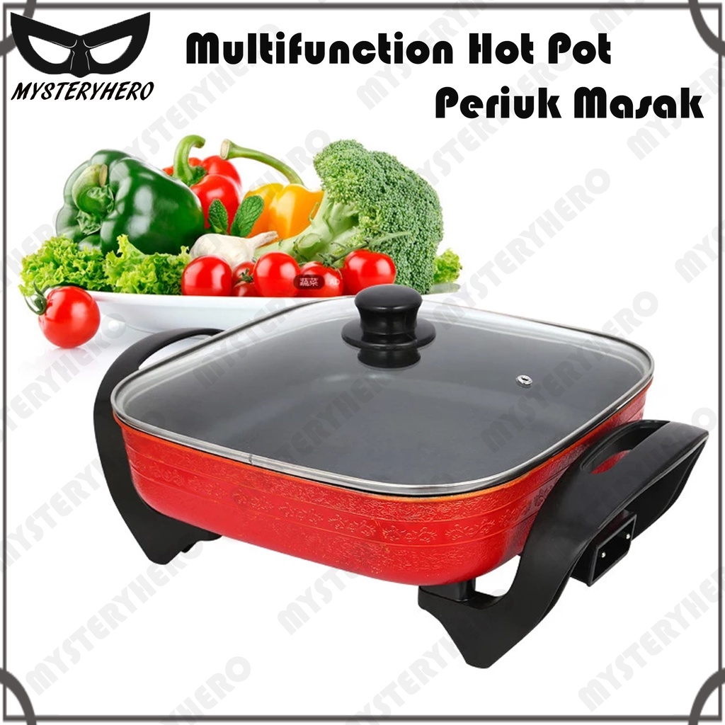 MysteryHero Korean Multifunctional Electric Hot Pot Household Square Pot Periuk Masak Non-Stick Electric Frying Pan