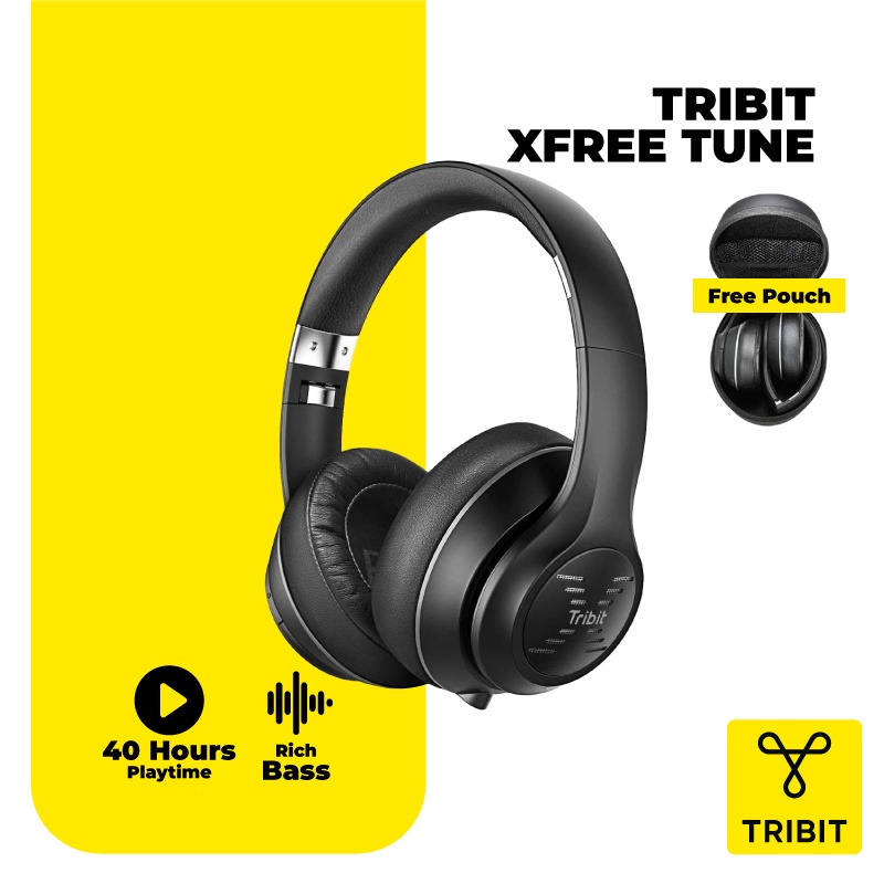 Tribit XFree Tune Bluetooth Headphones - 40 Hours Playtime, Dual Modes, Rich Bass, Best Headphones CNET, Type C Charging