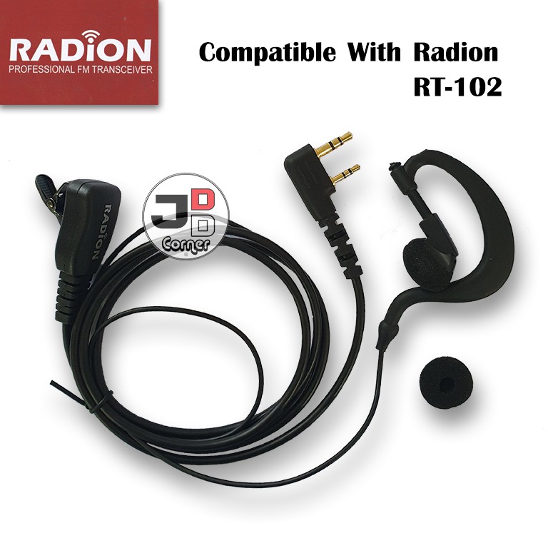 Handsfree Earphones Earset Original Ht Radion Rt 102 With Ptt Rt102 Rt 102 Shopee Malaysia