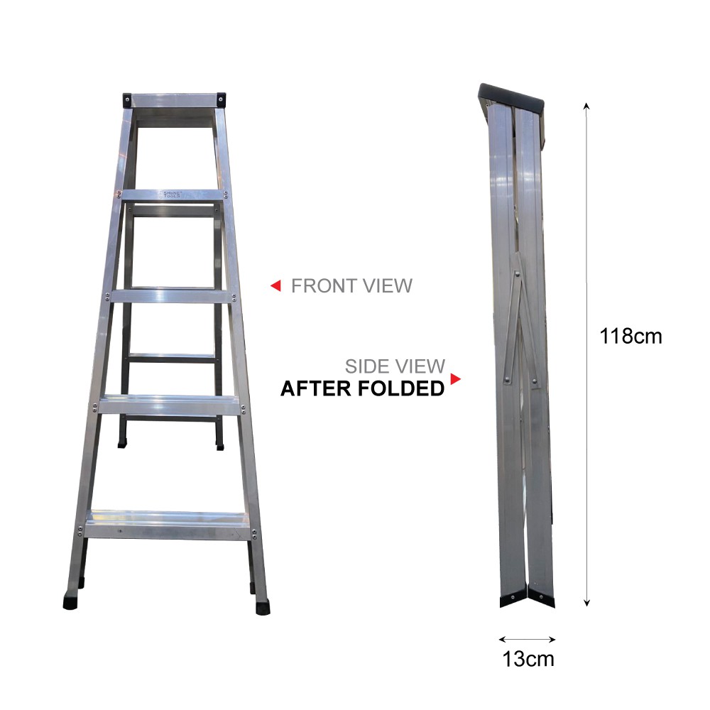 Okura 5 Step Double Side Multi Purpose Household Aluminium Folding Ladder Shopee Malaysia