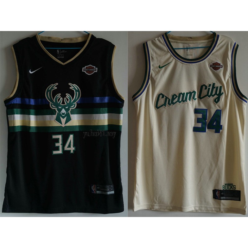 Nba Men S Basketball Jersey Men S Basketball Jersey Milwaukee Bucks 34 Giannis Antetokounmpo Jersey Black Cream City White Basketball Jersey Shopee Malaysia