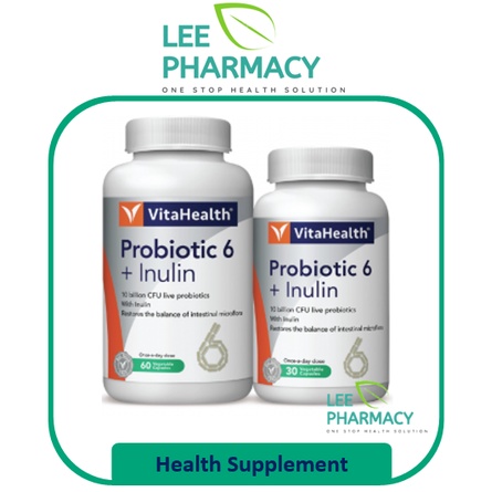 Vita Health Probiotic 6 + Inulin 10 billion cfu probiotic 60s+ 30s  Exp: 04/2023