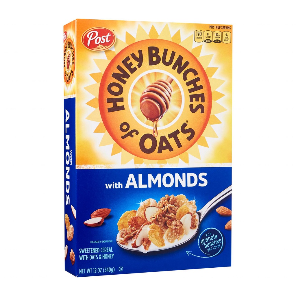 Post Honey Bunches of Oats with Almonds Whole Grain Cereal 340g
